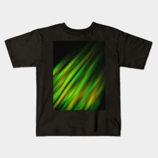 Colorful neon green brush strokes on dark gray Kids T-Shirt